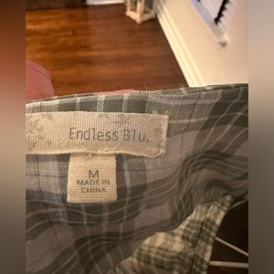 Endless Blu sage plaid back tie Midi Dress (M)